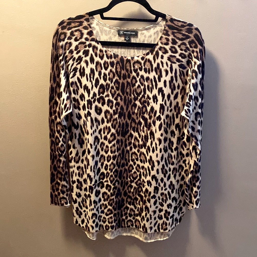 INC leopard tunic long sleeve sweater.